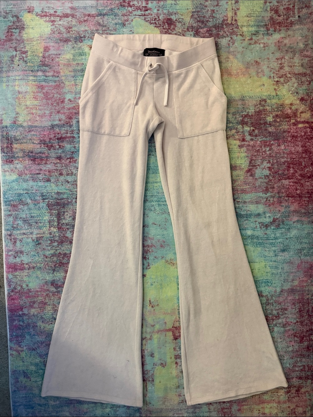 Juicy Couture Ivory Flare Drawstring Pants